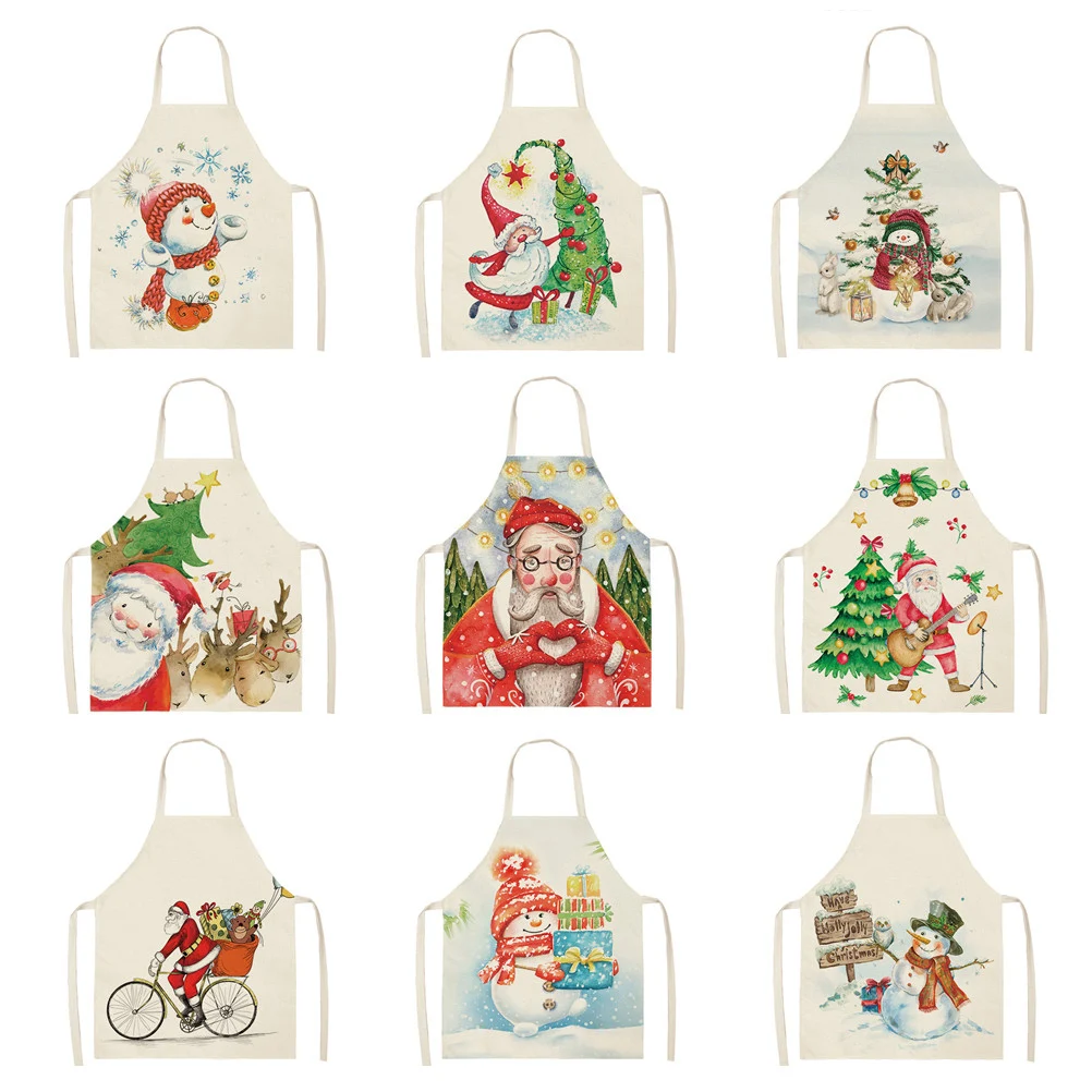 Merry Christmas Kitchen Aprons for Women Santa Claus Linen Bibs Household Cleaning Pinafore Home Cooking Apron Delantal 66x47cm 
Merry Christmas Kitchen Aprons for Women Santa Claus Linen Bibs Household Cleaning Pinafore Home Cooking Apron Delantal 66x47cm