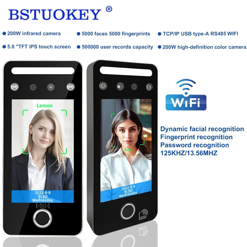 

WIfi Biometric Fingerprint and Face Facial Recognition Time Attendance Terminal Device TCP/IP Door Lock Access Control System