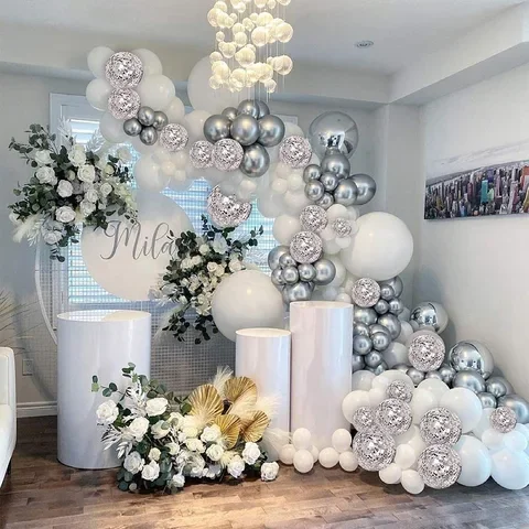 40/50PCS Silver White Metal Latex Confetti Balloons Christmas New years Wedding Decorations Matte Globos Birthday Party
40/50PCS Silver White Metal Latex Confetti Balloons Christmas New years Wedding Decorations Matte Globos Birthday Party