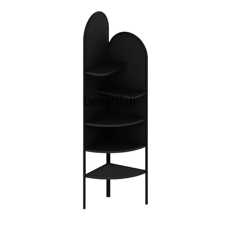 

Шкаф угловой в скандинавском стиле, роскошный стеллаж для спальни, гостиной, настенный угловой шкаф для хранения, книжная полка, черная железная художественная мебель