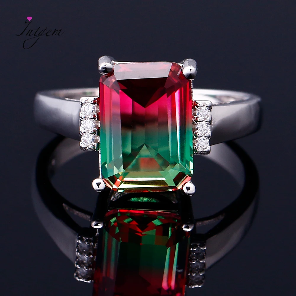 Multicolor Rainbow Gemstone Ring Large Rectangular 10 * 14MM Tourmaline Craft Zircon Ring Female Engagement Wedding Party Gift
Multicolor Rainbow Gemstone Ring Large Rectangular 10 * 14MM Tourmaline Craft Zircon Ring Female Engagement Wedding Party Gift