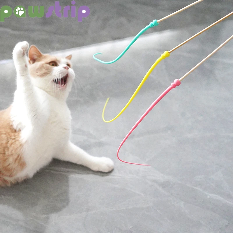 

Simulated Mouse Tail Cat Toy Silicone Funny Cat Teaser Stick Long Tail Kitten Hunting Playing Interactive Toys Pet Supplies