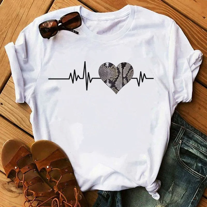 SnakeSkin Leopard heartbeat Print Women T Shirt Short Sleeve O Neck Loose Women Tshirt Ladies Tee Shirt Tops Camisetas Mujer
SnakeSkin Leopard heartbeat Print Women T Shirt Short Sleeve O Neck Loose Women Tshirt Ladies Tee Shirt Tops Camisetas Mujer