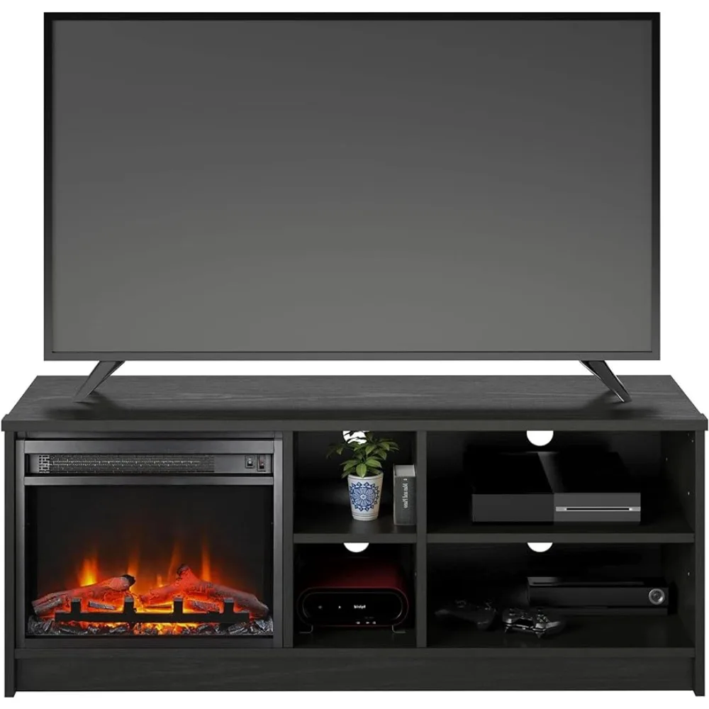 Noble Asymmetrical TV Stand with Electric Fireplace Insert and 4 Shelves, 55“, Black Oak
Noble Asymmetrical TV Stand with Electric Fireplace Insert and 4 Shelves, 55“, Black Oak