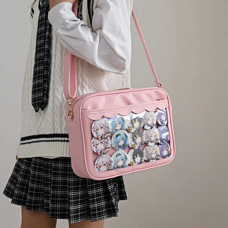 

2023 Simple Transparent Itabag Japanese Sweet JK Uniform Girl Handbag Y2k Contrast Color Student Cute Shoulder Bag School Bag