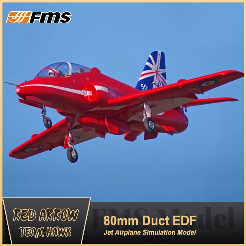 

FMS 80mm Ducted Fan EDF Jet Bae Hawk Red Arrow 6CH with Flaps Retracts Reflex Gyro PNP Hobby Model Plane RC AirplaneAircraft