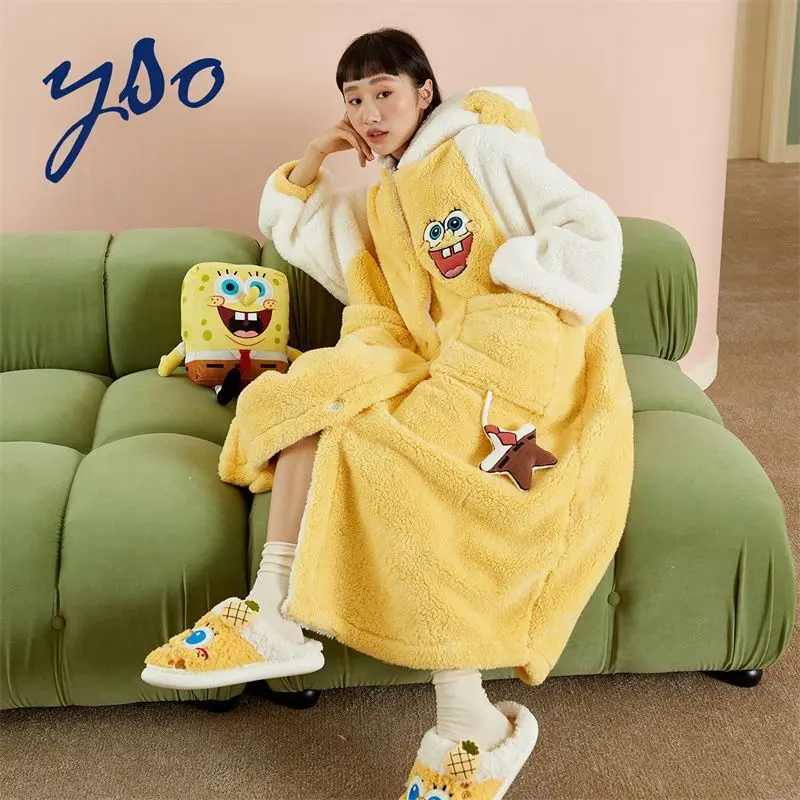 Kawaii Spongebob Women's Nightgown Cartoon Winter Coral Fleece Warm Pajamas Cute Patrick Star Loungewear Sleepwear
Kawaii Spongebob Women's Nightgown Cartoon Winter Coral Fleece Warm Pajamas Cute Patrick Star Loungewear Sleepwear