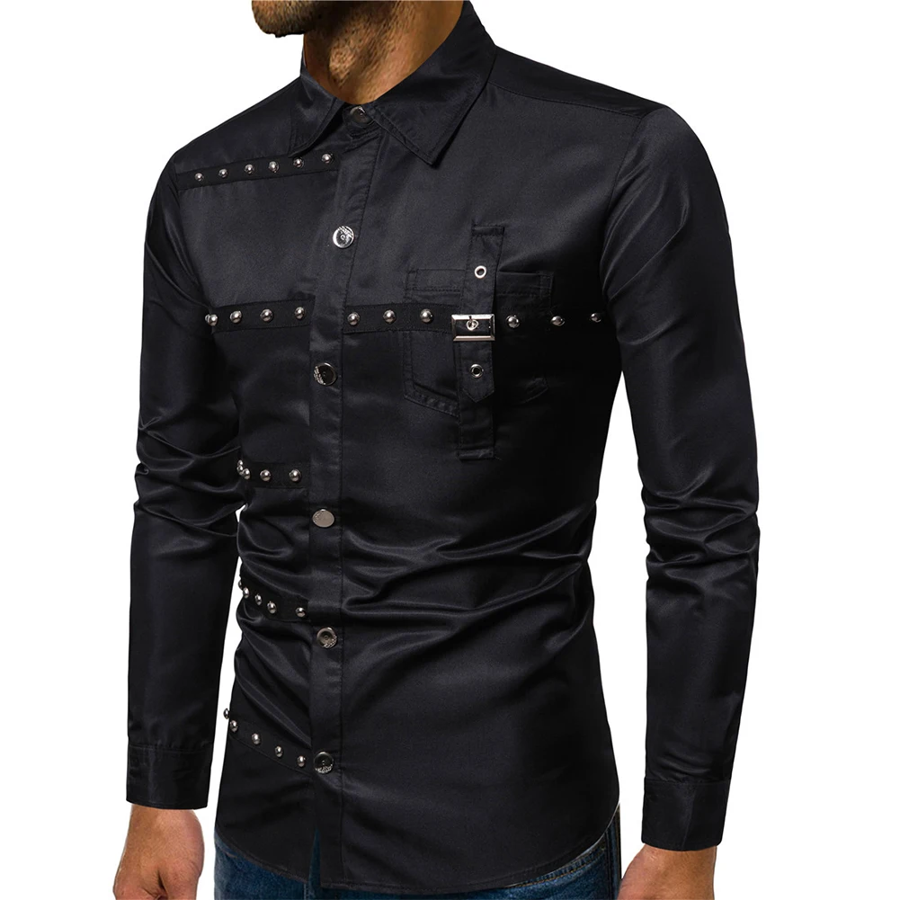 Stylish Fashion High Quality Mens Shirt Blouses Comfortable Four Seasons Front Punk Rivet Solid Color Tops 1 Pcs
Stylish Fashion High Quality Mens Shirt Blouses Comfortable Four Seasons Front Punk Rivet Solid Color Tops 1 Pcs