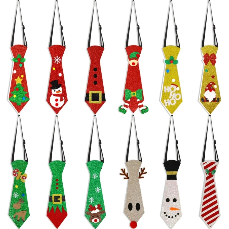 

Christmas Theme Pre Tied Tie Felt Christmas Ties Santa Snowman Elk Elastic Rope Ties For Boys Girls Kids