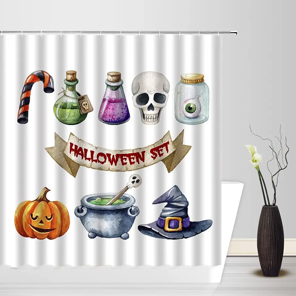 Funny Halloween Shower Curtain Spooky Orange Pumpkin Lantern Skull Bat Spider Magic Hat Bath Curtains Bathroom Home Deco Screens
Funny Halloween Shower Curtain Spooky Orange Pumpkin Lantern Skull Bat Spider Magic Hat Bath Curtains Bathroom Home Deco Screens