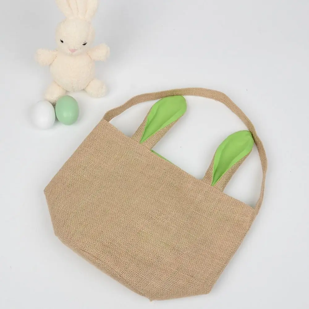 

With Handle For Children Kids Candy Egg Buckets Gift Pouch Easter Baskets Egg Bags Festival Party Supplies Bunny Burlap Bags