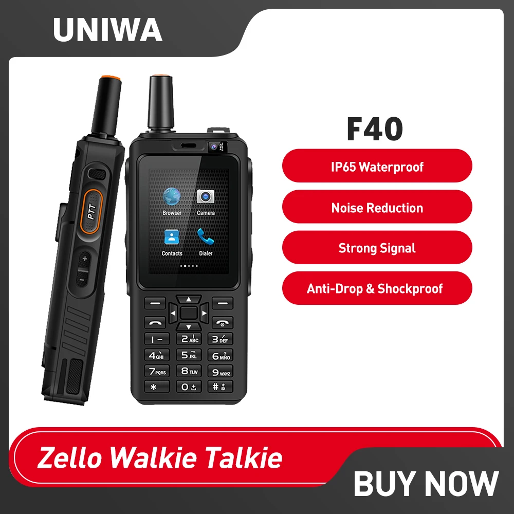 

UNIWA F40 Mobile Phone Walkie Talkie IP65 Waterproof 2.4" Touch screen Zello 1GB+8GB Smartphone LTE Quad Core Cellphone