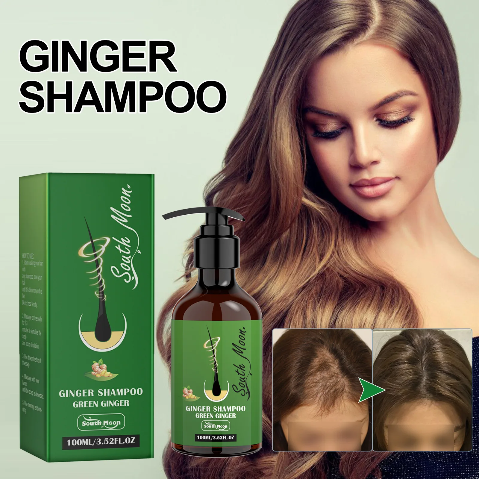 

100ml Ginger Shampoo Hair Root Fluffy Strong Scalp Cleansing Nourishing Hair Care Dense Hairs Shampoo Hair Growth Shampoo