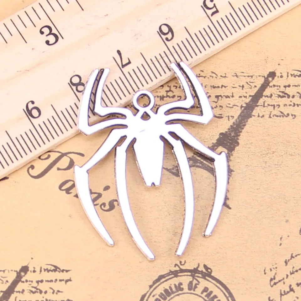 

Подвески для ювелирных изделий, 32 шт., подвески в виде паука для Хэллоуина, 38x29 мм, антикварные посеребренные Подвески, изготовление украшений «сделай сам»