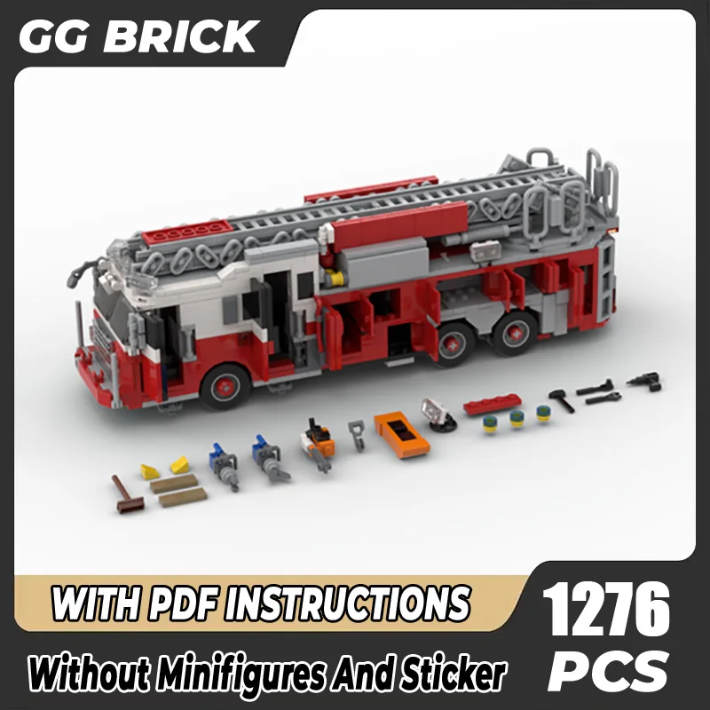 

Moc Building Blocks Car Series New York Fire Brigade Ladder 102 Express Model Technology Bricks Brand-name Vehicle DIY Toys