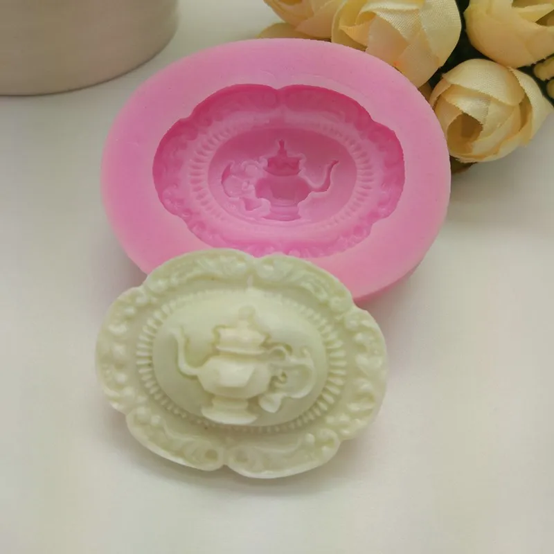 

Teapot Badge Pattern Silicone Mold Fondant Cake Dessert Pastry Decoration Jelly Pudding Accessories Kitchen Supplies Baking Tool