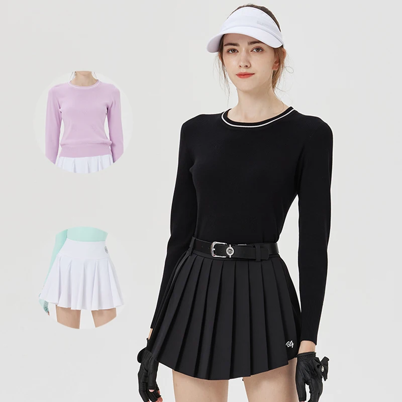Blktee Женская эластичная футболка для гольфа с круглым вырезом, вязаные свитера с длинным рукавом, женские антибликовые плиссированные гольфы, облегающая юбка с подкладкой
Blktee Женская эластичная футболка для гольфа с круглым вырезом, вязаные свитера с длинным рукавом, женские антибликовые плиссированные гольфы, облегающая юбка с подкладкой
