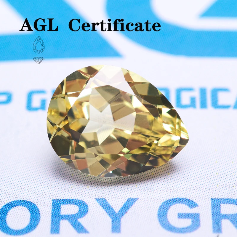 

Lab Grown Sapphire Pear Shape Yellow Color Extremely Shiny Quality DIY Ring Necklace Earrings Main Materials AGL Certificate