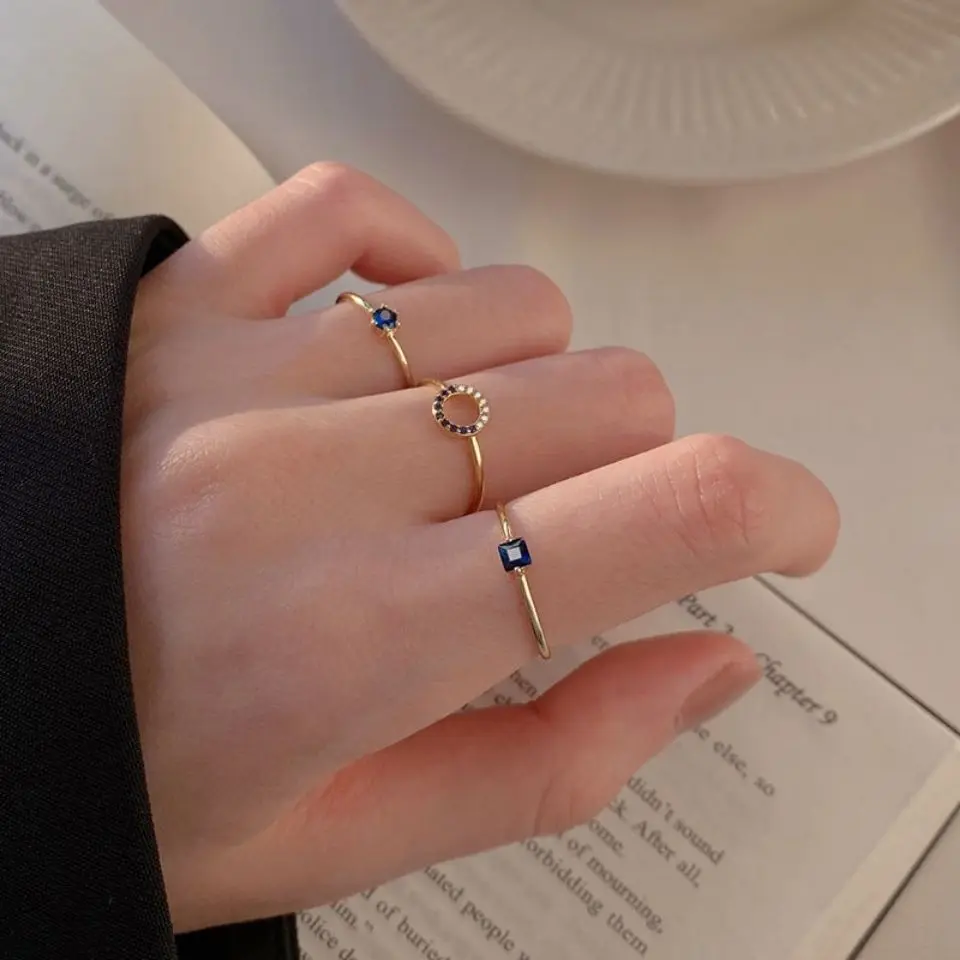 Sterling silver blue zircon ring female ins trend niche design index ring all-match ring
Sterling silver blue zircon ring female ins trend niche design index ring all-match ring