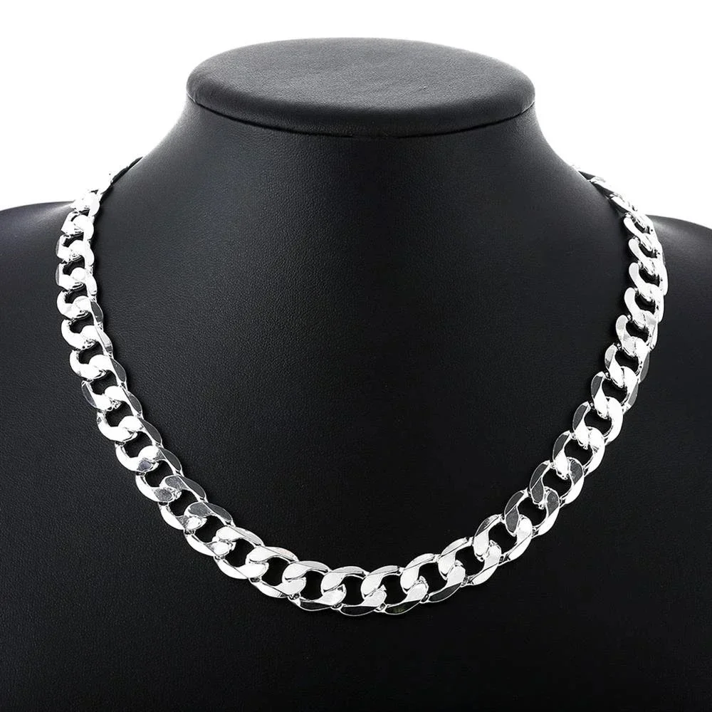 925 Sterling Silver Necklace for Men Classic 12MM Chain 18-30 Inch Fine Fashion Brand Jewelry Party Wedding Gifts Fast Ship
925 Sterling Silver Necklace for Men Classic 12MM Chain 18-30 Inch Fine Fashion Brand Jewelry Party Wedding Gifts Fast Ship