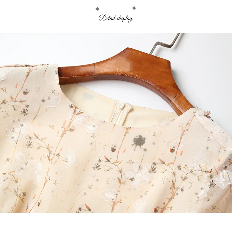 EVNISI Chic Floral Printing Women Chiffon Dress O-Neck Elegant Apricot Office A-LINE Dresses Fairy For Women Slim Party Vestido EVNISI Chic Floral Printing Women Chiffon Dress O-Neck Elegant Apricot Office A-LINE Dresses Fairy For Women Slim Party Vestido