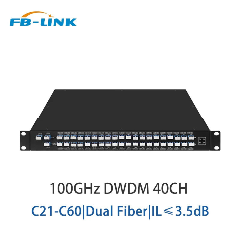 

FB-LINK 40 Channels 100GHz C21-C60,with Monitor Port,LC/UPC Typical IL,Dual Fiber Single Fiber DWDM Mux Demux,1U Rack Mount