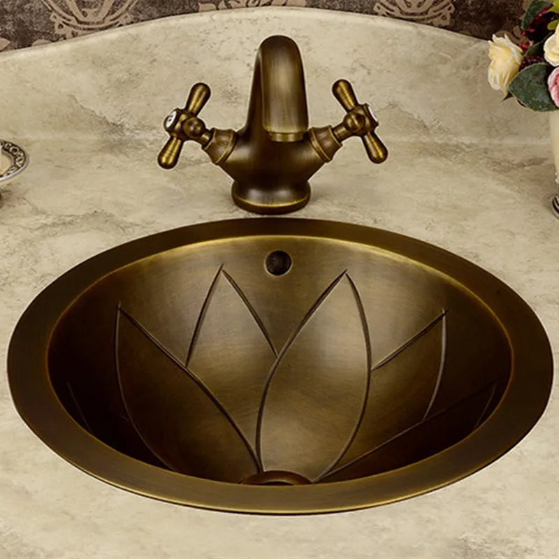 Antique Copper Basin Under Counter Basin Carved Brass Wash Basin European Classical Bathroom Sink Bowls 15inch
Antique Copper Basin Under Counter Basin Carved Brass Wash Basin European Classical Bathroom Sink Bowls 15inch