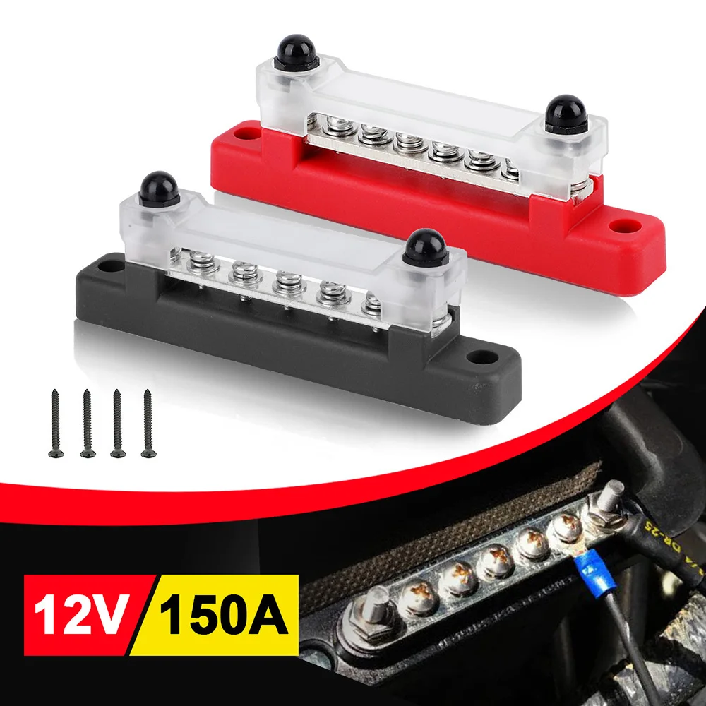 Automotive fuse Terminal Bus Bar 12v 5/6 Point 1/4 Inch M6 Stud 150A Electrical Power Distribution Bus Bar for Truck Boat RV
Automotive fuse Terminal Bus Bar 12v 5/6 Point 1/4 Inch M6 Stud 150A Electrical Power Distribution Bus Bar for Truck Boat RV