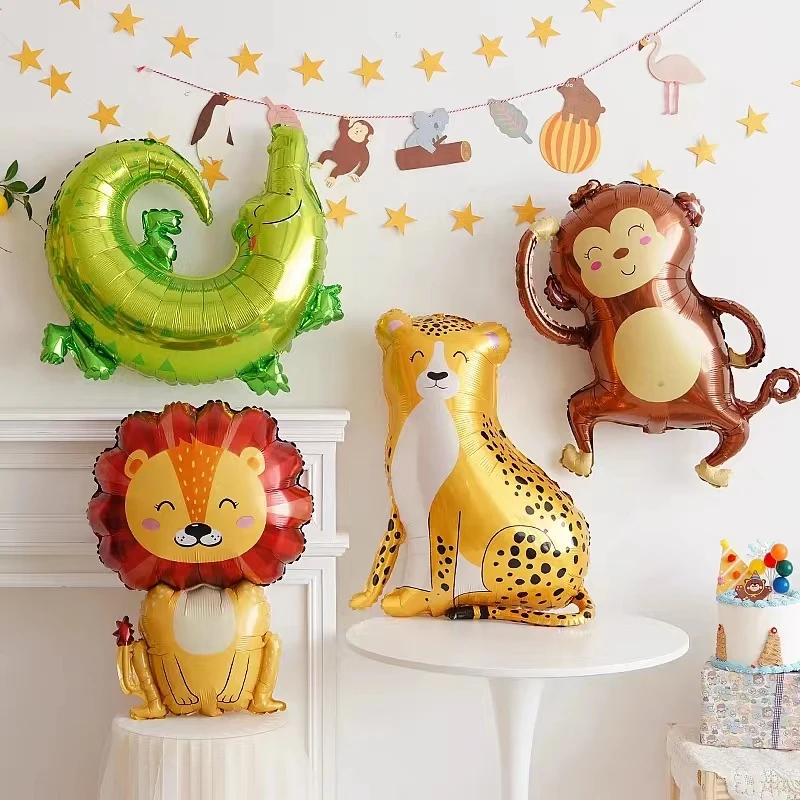 

Jungle Animal Balloon Lion Monkey Elephant Zebra Giraffe Tiger Air Globos For Kids Safari Birthday Party Decorations