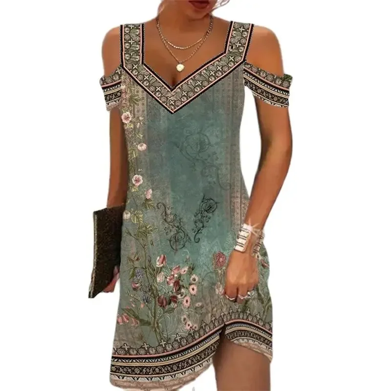 Платье женское с V-образным вырезом, винтажное Удобное повседневное в этническом стиле, с открытыми плечами, на бретелях, с принтом, лето 2023
Платье женское с V-образным вырезом, винтажное Удобное повседневное в этническом стиле, с открытыми плечами, на бретелях, с принтом, лето 2023