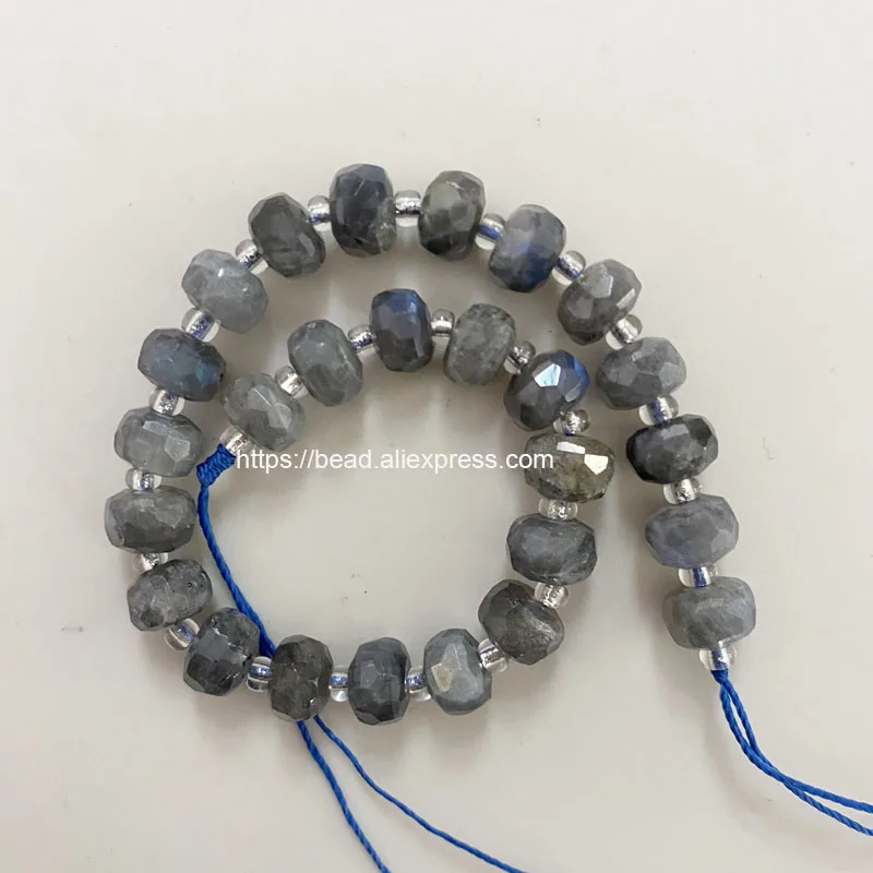 

Semi-precious Stone Diamond Cuts Faceted Rondelle AA Grey Labradorite 7" Loose Beads Size 8x6mm For Jewelry Making