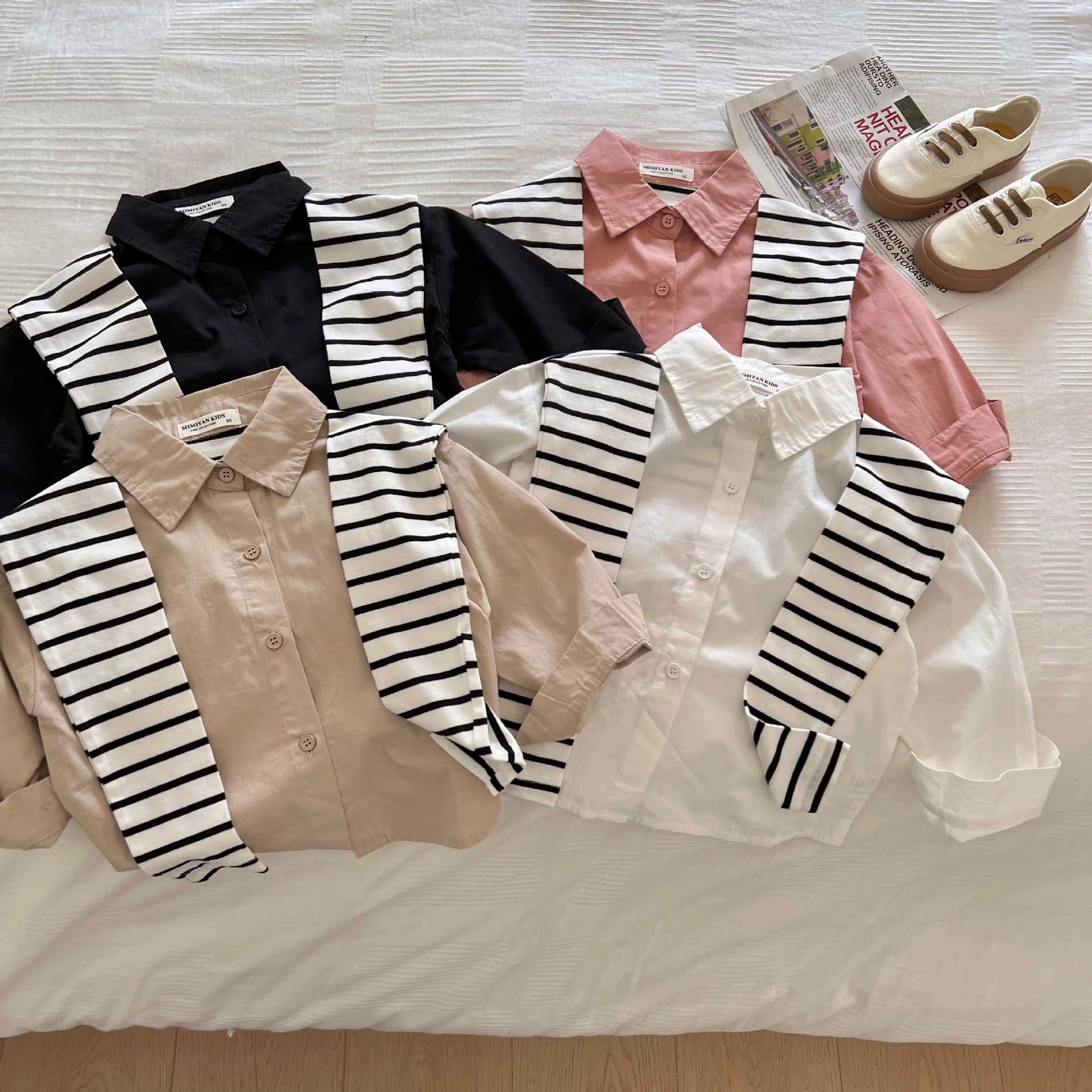 Children's Shirts 2022 Autumn New Toddler Boys and Girls Solid Color with Striped Shawl Shirt Baby Personalized Blouse Jacket
Children's Shirts 2022 Autumn New Toddler Boys and Girls Solid Color with Striped Shawl Shirt Baby Personalized Blouse Jacket