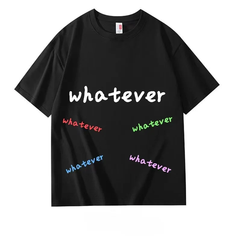 

funny slogan whatever women's top with sleeves clothes women's oversize t-shirt top female y2k