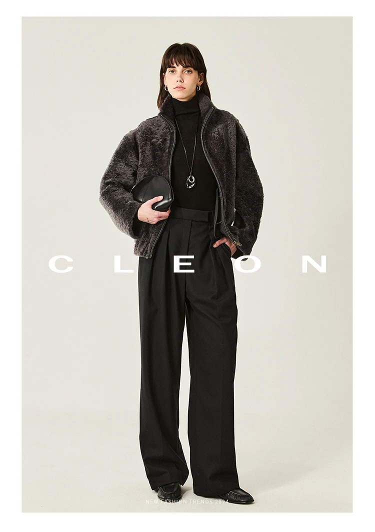 High-end Luxury Lacon Lamb Fur Cropped Winter Jackets for Women 2025 Simple Stand Collar Genuine Leather Real Fur Shearling Coat High-end Luxury Lacon Lamb Fur Cropped Winter Jackets for Women 2025 Simple Stand Collar Genuine Leather Real Fur Shearling Coat