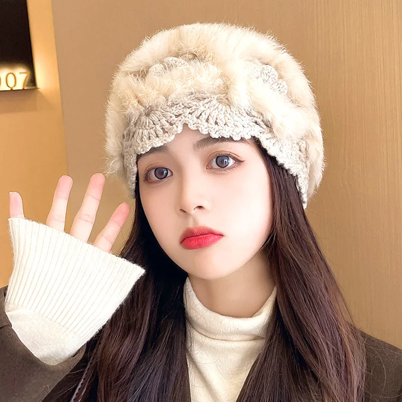 Plush Knitted Woolen Hat For Women Winter Warm Rabbit Fur Beanie Hats Handmade Crochet Cute Hollow Flower Fluffy Pullover Hat
Plush Knitted Woolen Hat For Women Winter Warm Rabbit Fur Beanie Hats Handmade Crochet Cute Hollow Flower Fluffy Pullover Hat