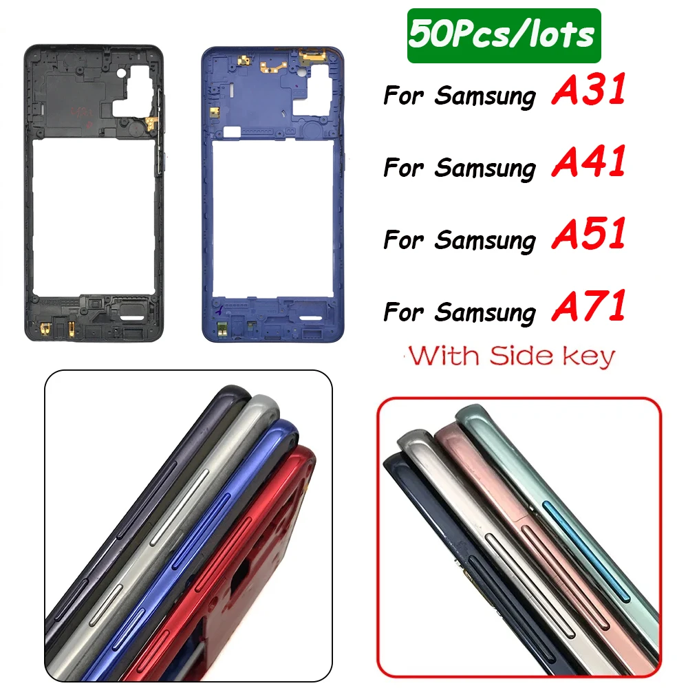 

50Pcs,New Middle Frame For Samsung A21S A217F A31 A315F A41 A415F A51 Housing Middle Frame Case + Side Keys Power+Volume Buttons