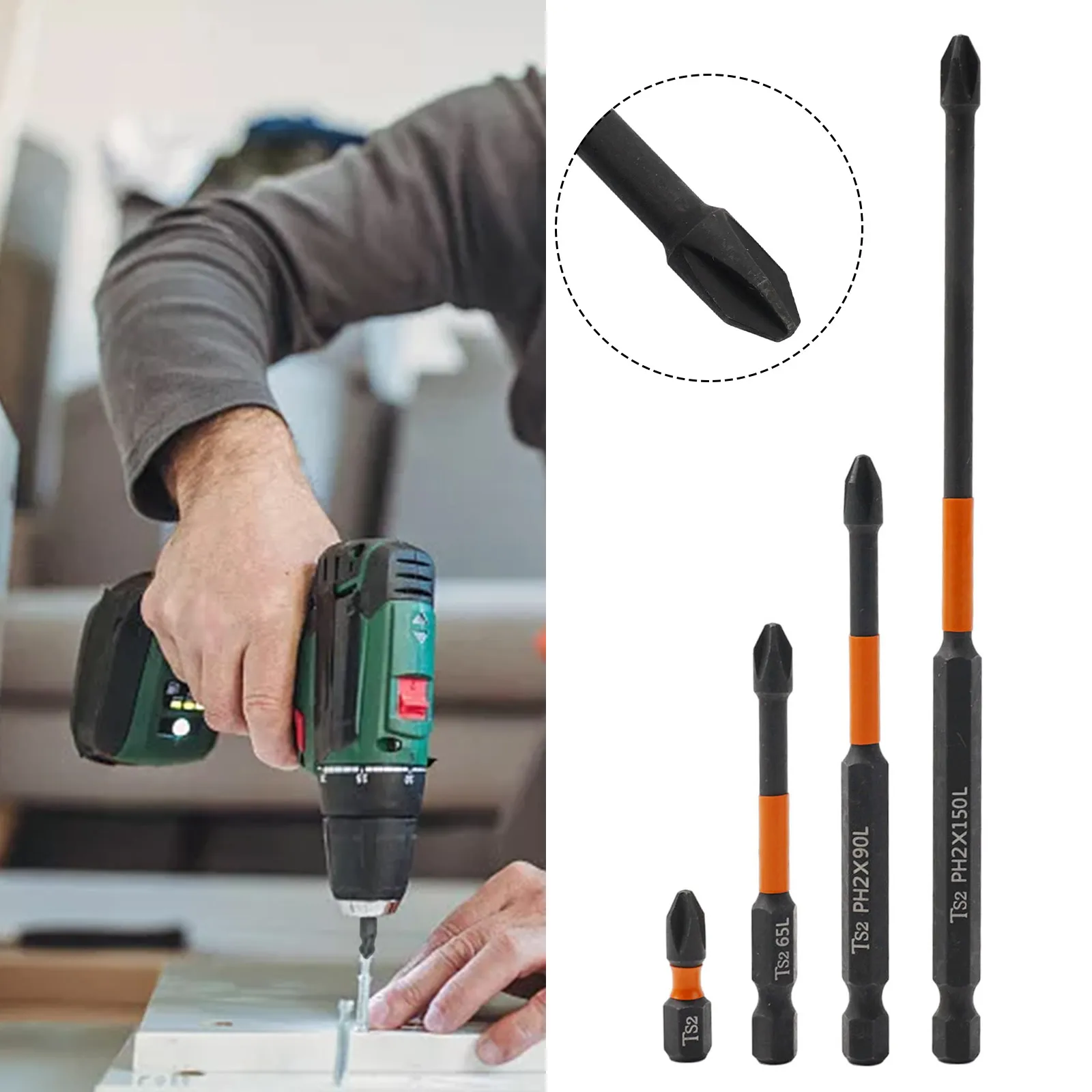 4pcs PH2 Impact Screwdriver Bit Set Magnetic Alloy Steel High Hardness Cross Screwdriver 25-150mm For Electric Screwdrivers
4pcs PH2 Impact Screwdriver Bit Set Magnetic Alloy Steel High Hardness Cross Screwdriver 25-150mm For Electric Screwdrivers
