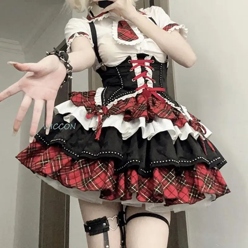 Victorian Gothic Lolita Dress Set Women Punk Style Plaid Necktie Bandage Princess Dress Harajuku Fashion Y2k Party Dress
Victorian Gothic Lolita Dress Set Women Punk Style Plaid Necktie Bandage Princess Dress Harajuku Fashion Y2k Party Dress