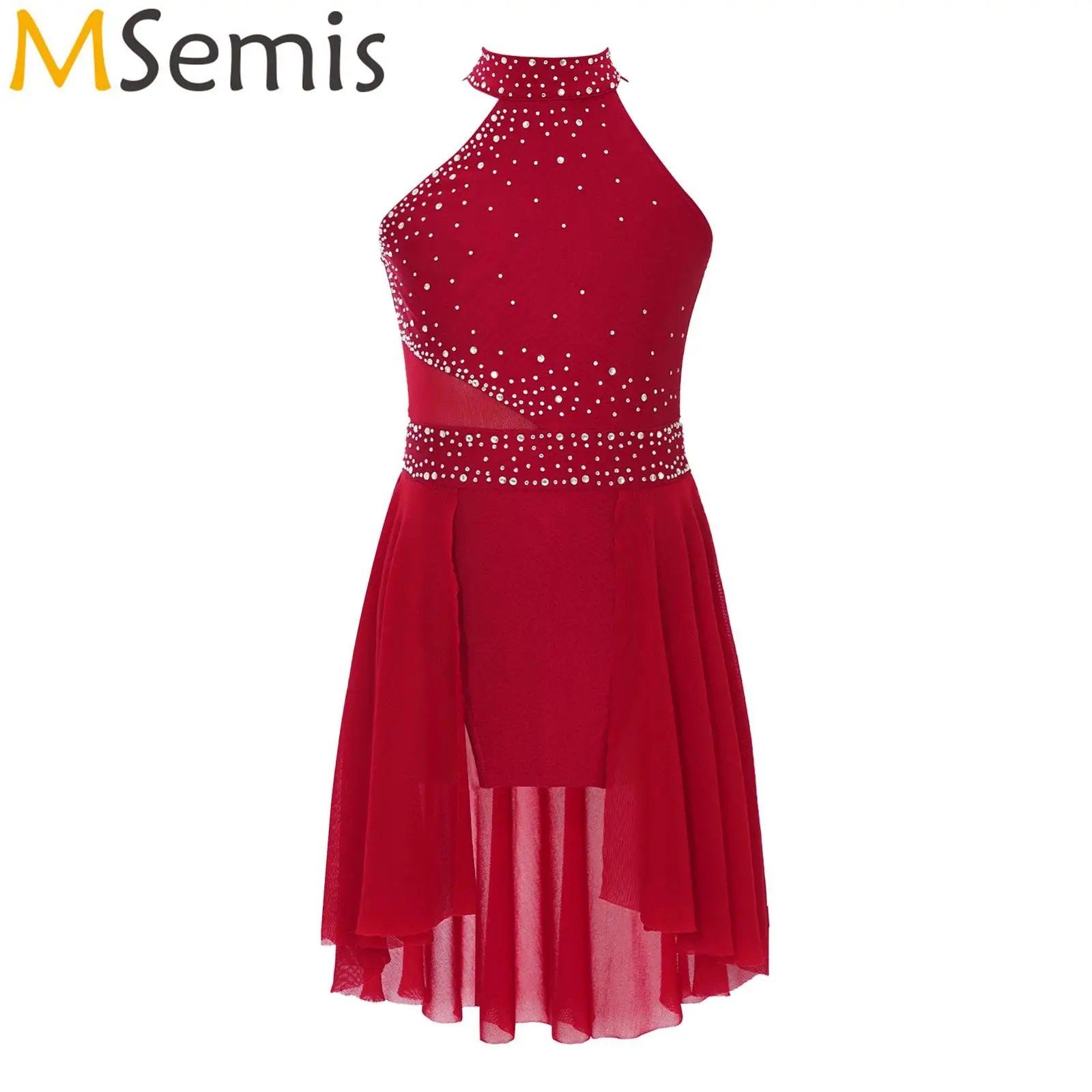 Girls Glitter Rhinestone Leotard Dress Ballet Modern Contemporary Dance Irregular Hem Sleeveless Lyrical Dance Performance Dress 
Girls Glitter Rhinestone Leotard Dress Ballet Modern Contemporary Dance Irregular Hem Sleeveless Lyrical Dance Performance Dress