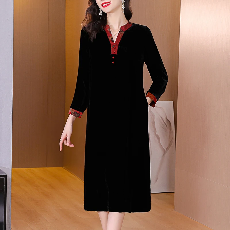 Осеннее винтажное универсальное шелковое платье, новинка 2023, универсальное платье с низом из натурального бархата, французское свободное повседневное строгое платье
Осеннее винтажное универсальное шелковое платье, новинка 2023, универсальное платье с низом из натурального бархата, французское свободное повседневное строгое платье