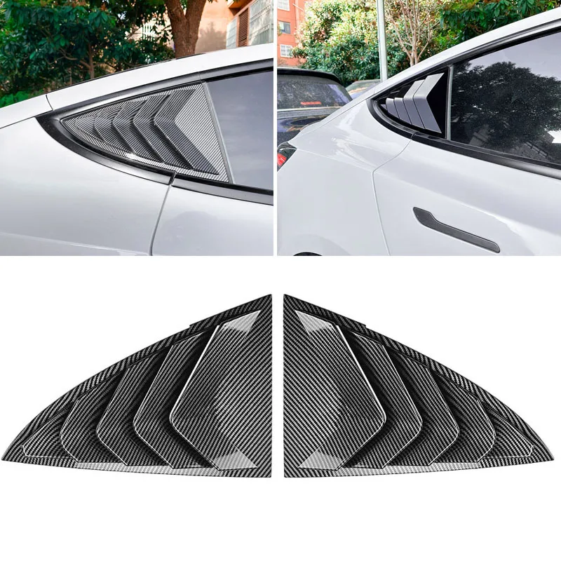 

For Tesla Model 3 2017-2023 Car Rear Window Shutter Cover Trim Window Louver Side Vent Trim For Tesla Model Y 2020+ Accessories