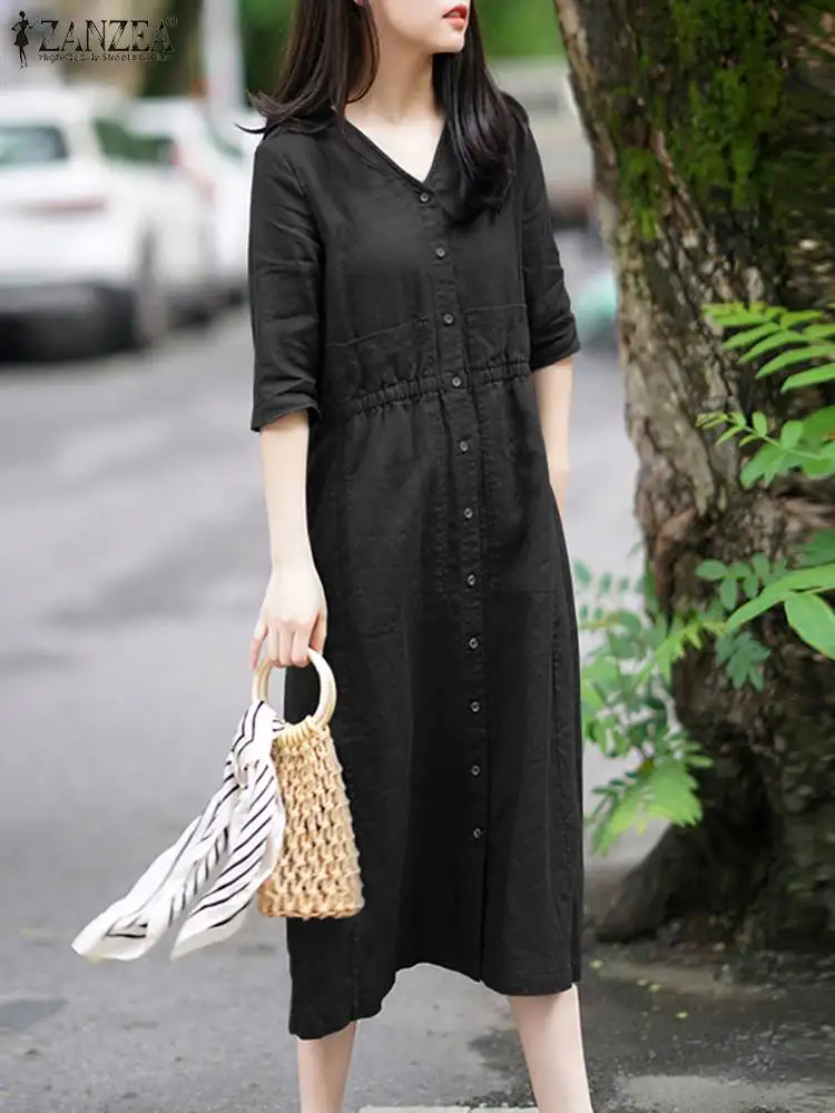 ZANZEA Women V Neck Holiday Dresses Vintage Buttons Shirt Dress Summer Solid Half Sleeve Vestido Robe Femme Work Sundress Kaftan
ZANZEA Women V Neck Holiday Dresses Vintage Buttons Shirt Dress Summer Solid Half Sleeve Vestido Robe Femme Work Sundress Kaftan