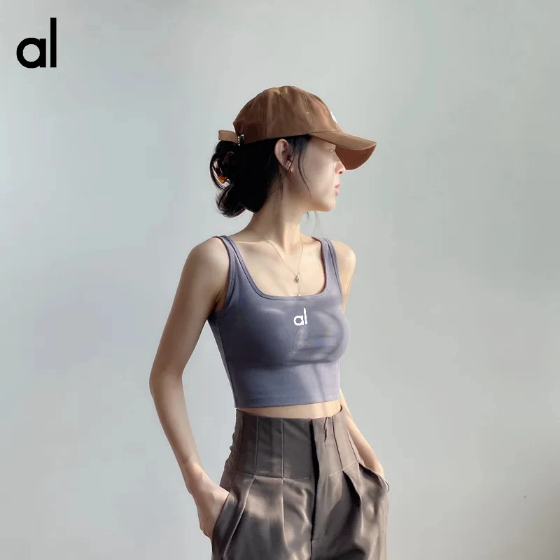 AL Yoga Vest Women Outdoor Sleeveless Strappy Underwear with Chest Pads Hundreds of Short Tank Top Trendy Black
AL Yoga Vest Women Outdoor Sleeveless Strappy Underwear with Chest Pads Hundreds of Short Tank Top Trendy Black