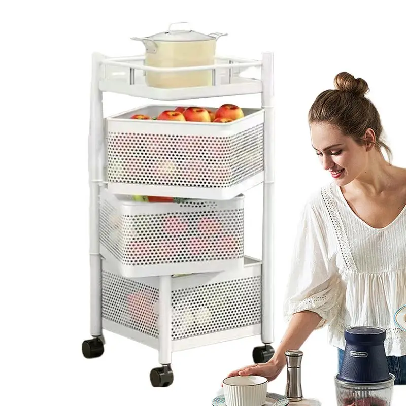 

Fruit Basket For Kitchen Vegetable Storage Basket With Multiple Layers No Assembly Rolling Cart Basket With Wheels For Potatoes