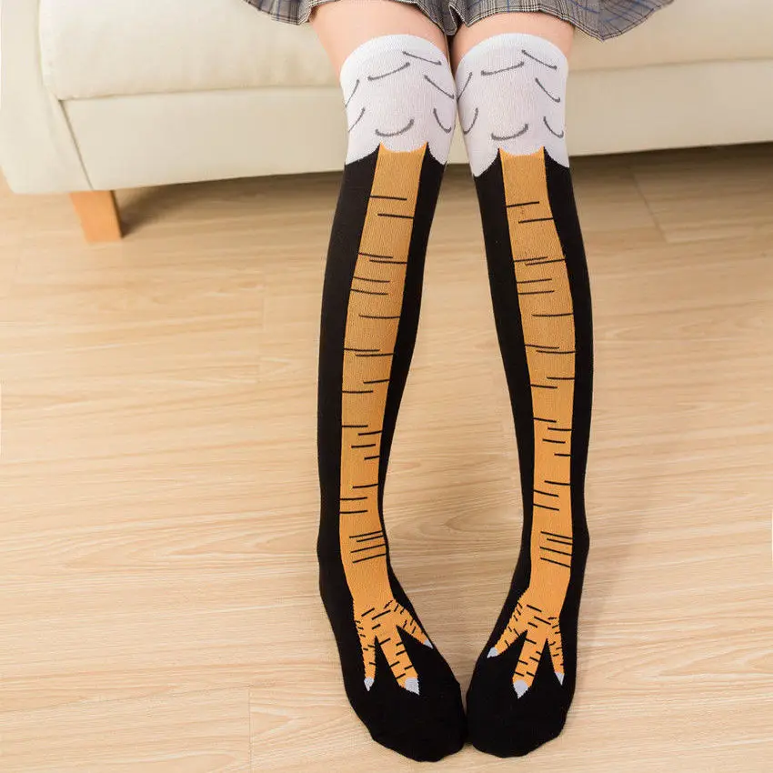 

Funny Socks Chicken Paws Feet Socks Women Long Stockings Leg Warmers Cartoon Cotton 3D Print Claw Over Knee High Tube Socks