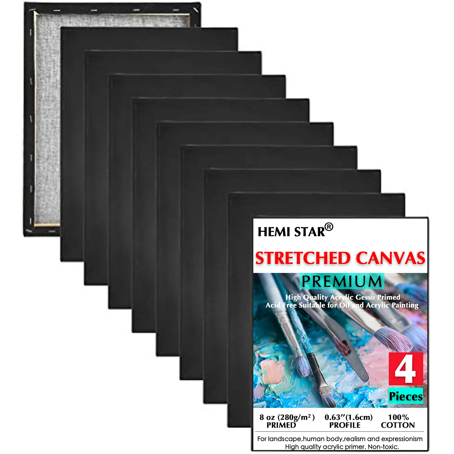 4 Pcs Black Stretched Canvas for Painting 8 oz Primed Cotton Black Blank Canvas Art Canvas for Painting Oil Paint Acrylics
4 Pcs Black Stretched Canvas for Painting 8 oz Primed Cotton Black Blank Canvas Art Canvas for Painting Oil Paint Acrylics