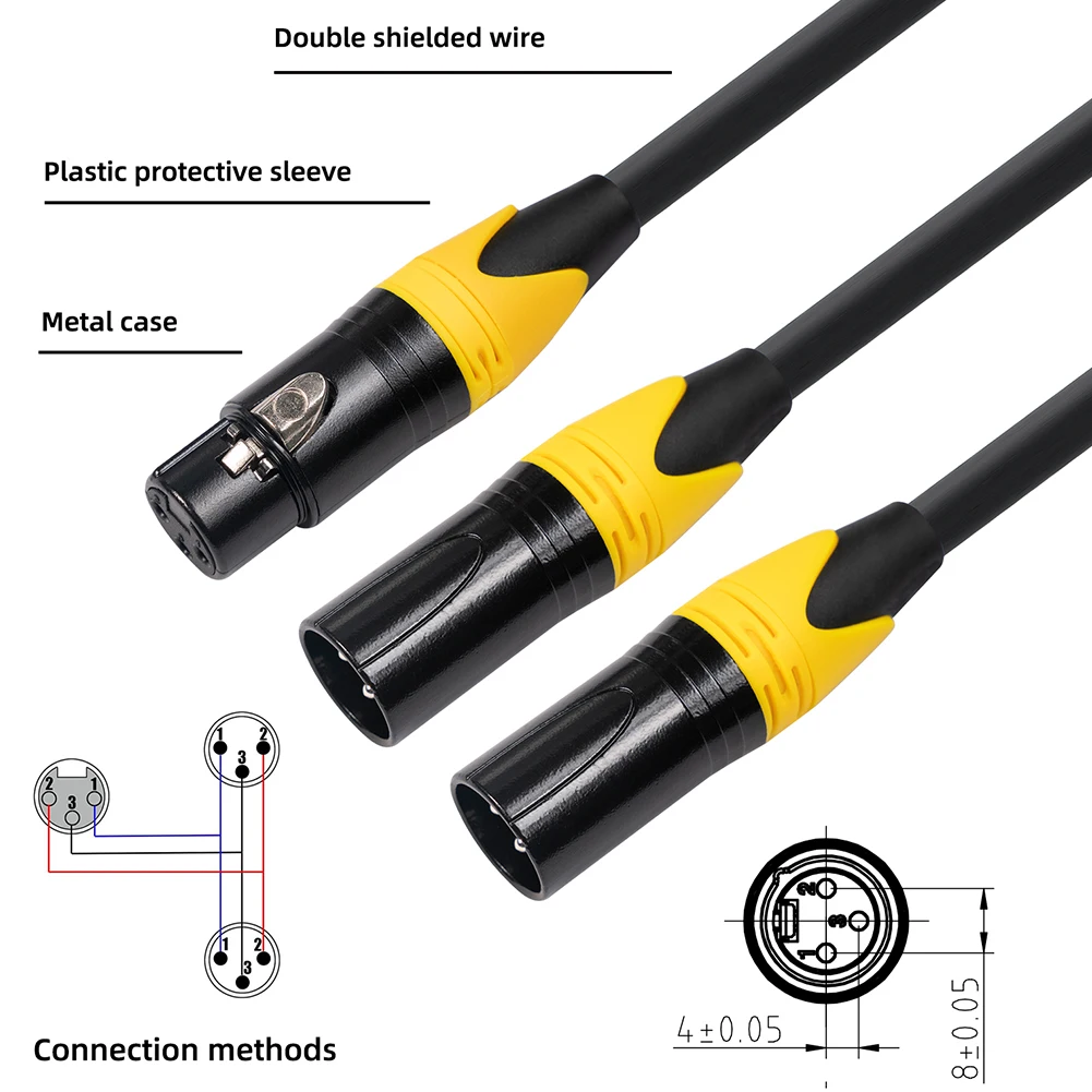 Splitter Mic Cable Black Connectors 3FT Balanced Metal Mic Cable Parts Two XLR Male Y Splitter (OFC) Conductors
Splitter Mic Cable Black Connectors 3FT Balanced Metal Mic Cable Parts Two XLR Male Y Splitter (OFC) Conductors