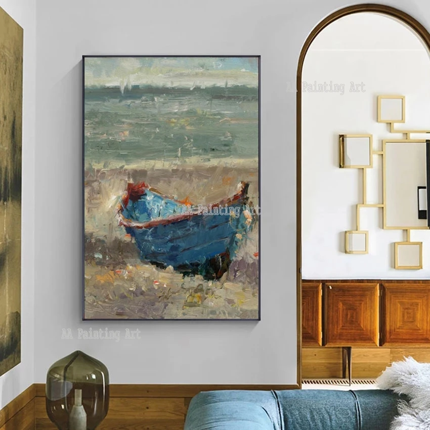 Bedroom Wall Decor Abstract Sailing Boat Wall Picture Oil Painting Hand Painted Nordic Canvas Art Frameless Decorative Artwork
Bedroom Wall Decor Abstract Sailing Boat Wall Picture Oil Painting Hand Painted Nordic Canvas Art Frameless Decorative Artwork