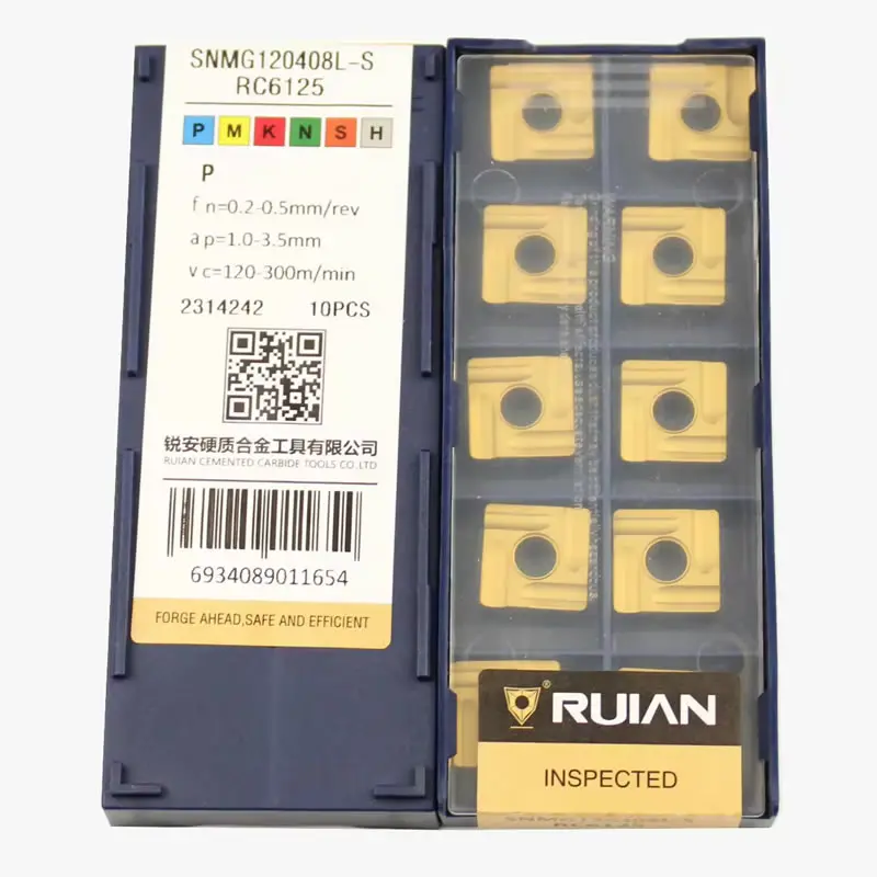

10 шт. RUIAN оригинальный SNMG SNMG120404 SNMG120408 R-S RC6125 RC6225 токарный станок с ЧПУ режущие инструменты вольфрамовые карбидные Токарные вставки