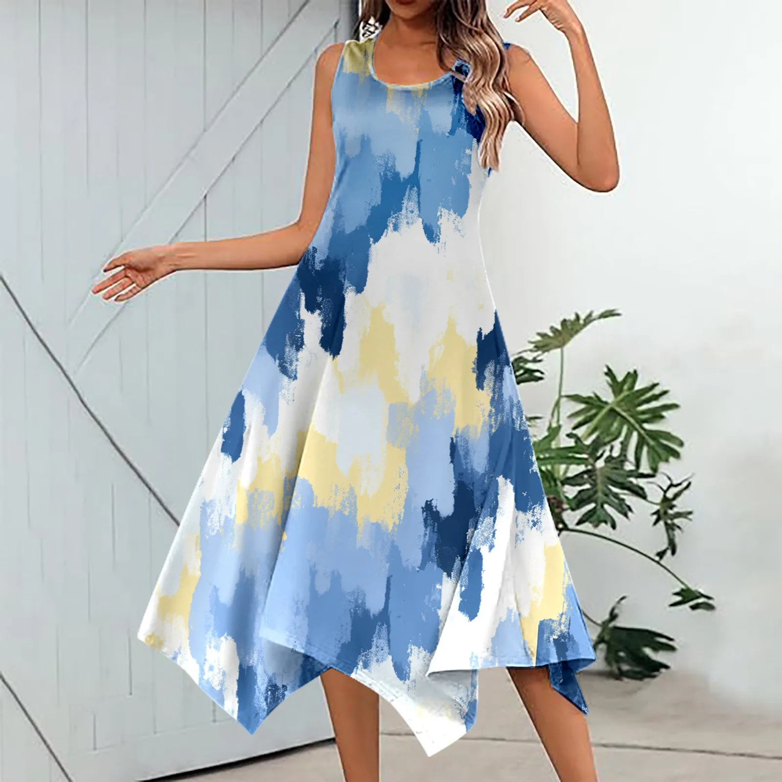 

Summer Casual Dress for Women 2024 Floral Print Vacation Party Sundress Ladies Casual Sleeveless Bohemian Dress Beachwear